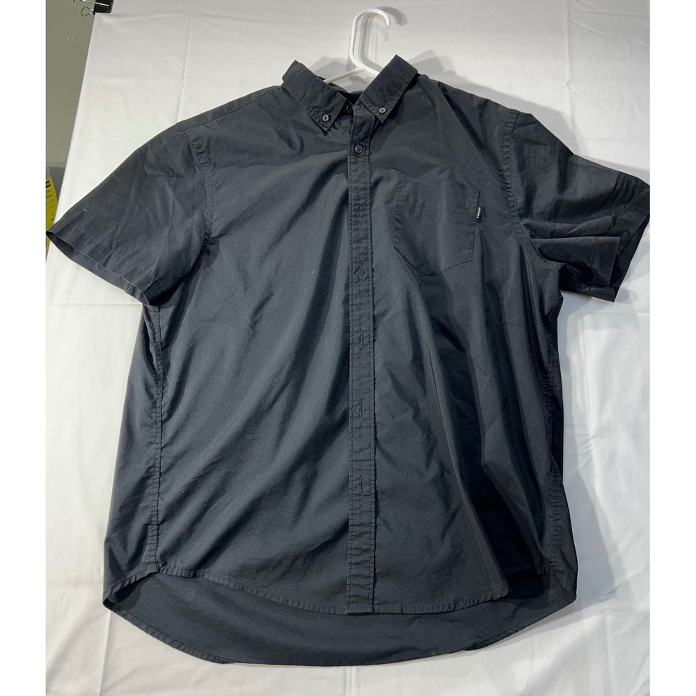 Dockers Mens Short Sleeve Button Down Shirt Black Classic Fit Size XL